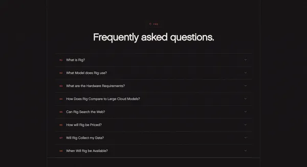 Rig - Local-First AI Coding Assistant - Landing design inspiration