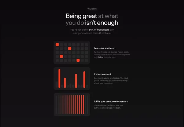 Orbi | The easiest way to find freelance leads - Landing design inspiration
