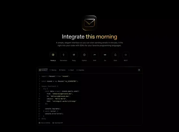 Resend - Landing design inspiration