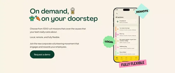 OnHand | Corporate Volunteering Made Easy | Engage employees In Doing Good - Landing design inspiration