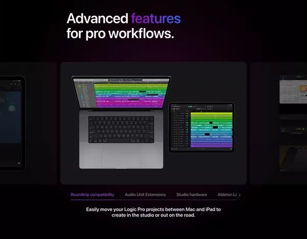 Logic Pro for iPad - Apple - Landing design inspiration