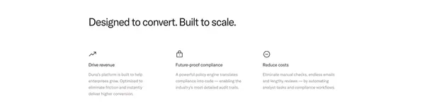 Duna - The new standard in compliance - Landing design inspiration