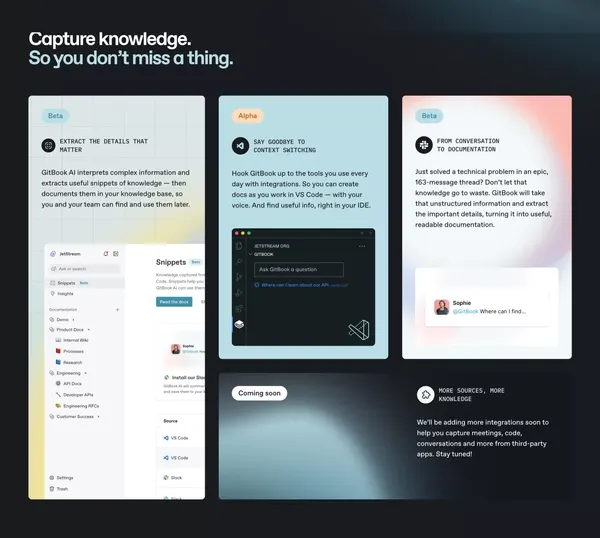 GitBook - Knowledge management for technical teams - Landing design inspiration