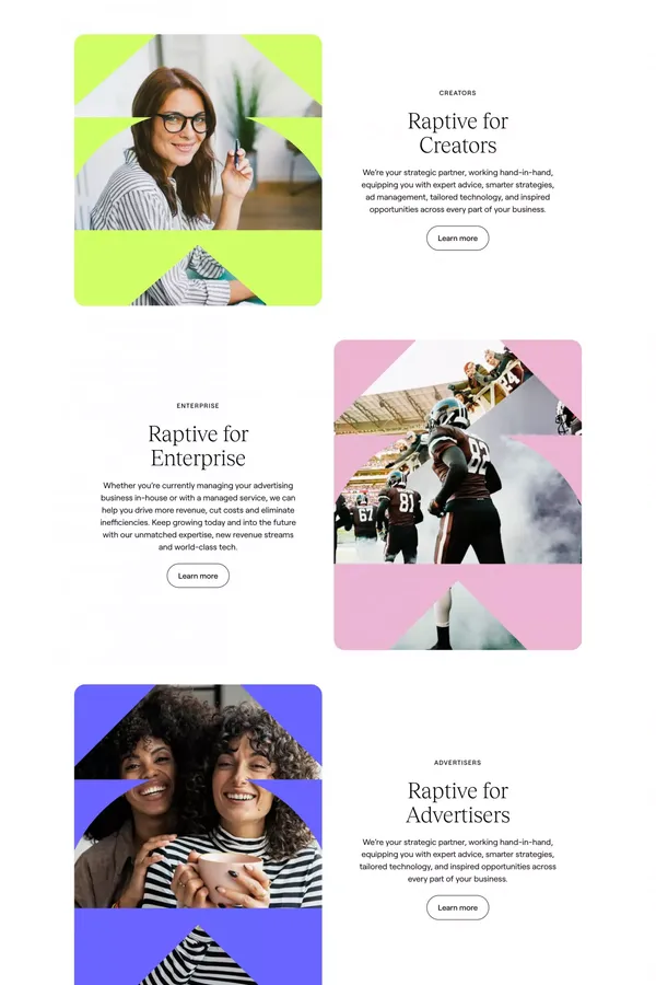 Raptive — Powering creator independence - Landing design inspiration
