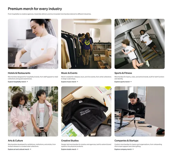 Premium Custom Merch | Assembly - Landing design inspiration