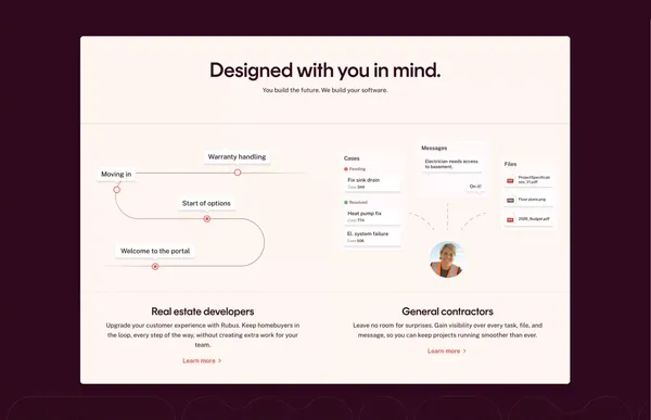 Rubus | Residential construction software - Landing design inspiration