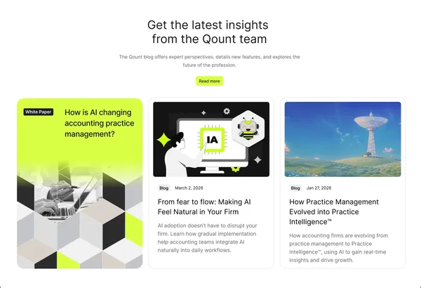 Qount Practice Intelligence Platform for Tax & Accounting Firms - Landing design inspiration