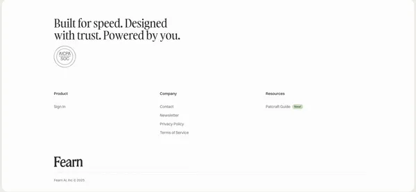 Fearn AI - Landing design inspiration