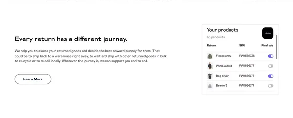 Swap: The exchange first returns platform for Shopify brands - Landing design inspiration