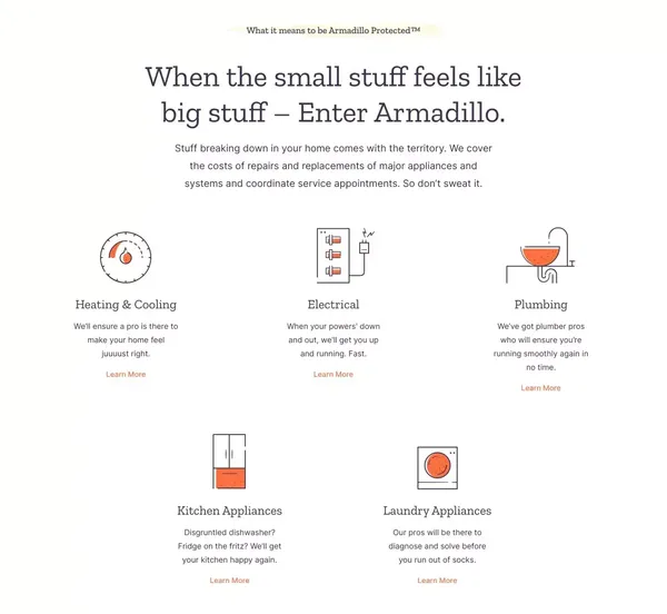 Armadillo Home Warranties | The New Age Home Warranty Plan - Landing design inspiration