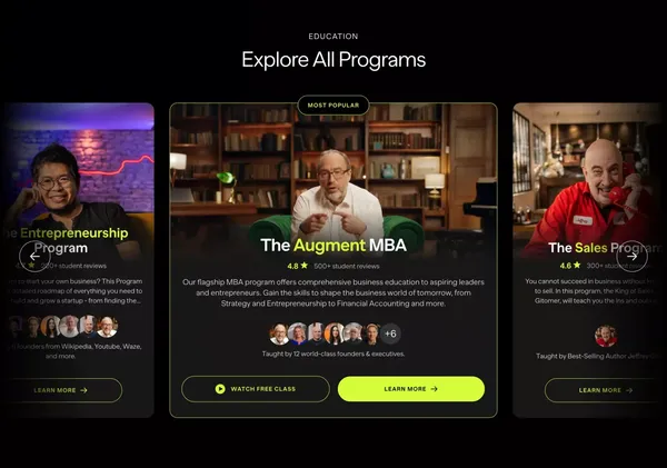 Augment.org | The Best MBA Alternative - Landing design inspiration