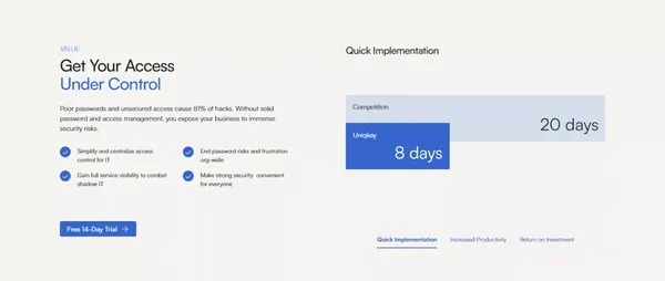 Uniqkey: Simplify Access and Secure your Business - Landing design inspiration