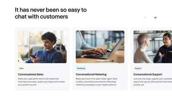 The messaging solution for your business | Superchat - Landing design inspiration