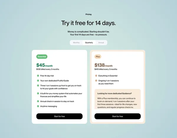 Fruitful - Your money, finally figured out - Landing design inspiration