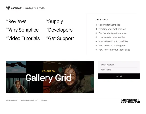 Semplice 6 — Build your portfolio with pride - Landing design inspiration