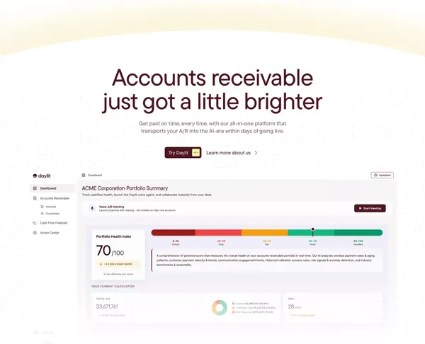 AI Agents for Account Receivables & Working Capital Solutions | Daylit - Landing design inspiration