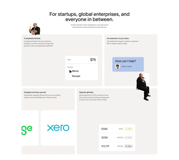 Spend Management, Corporate Cards & Accounts Payable Solutions | Ramp - Landing design inspiration