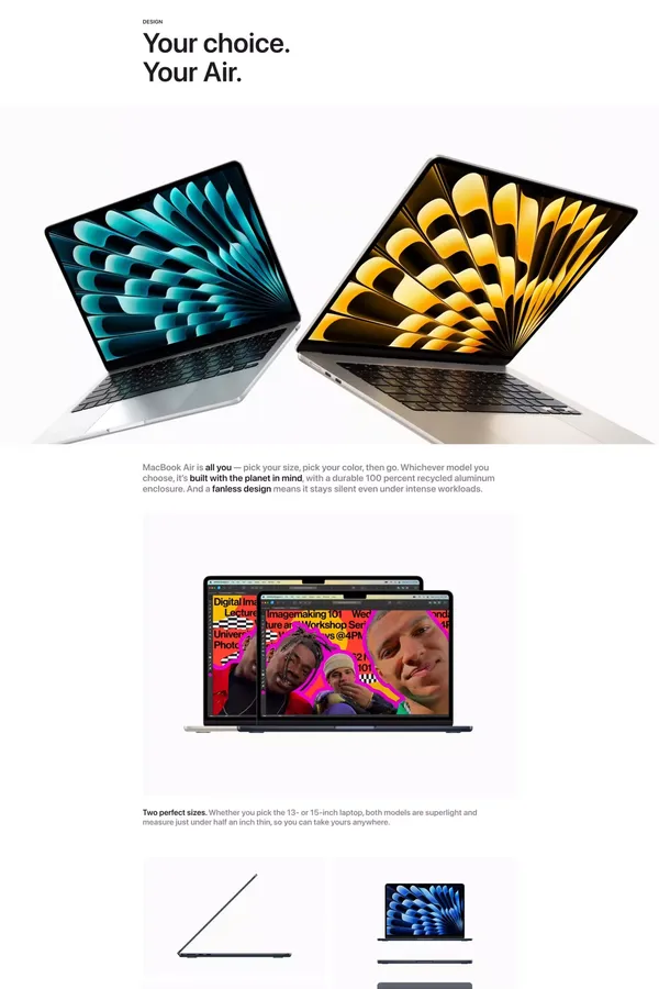 MacBook Air 13- and 15-inch with M2 - Apple - Landing design inspiration