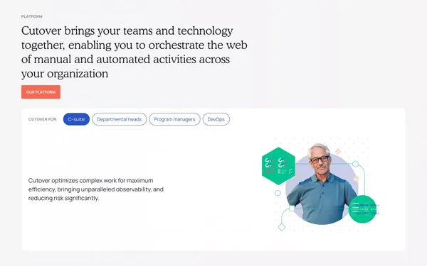 Cutover | Work Orchestration and Observability platform - Landing design inspiration