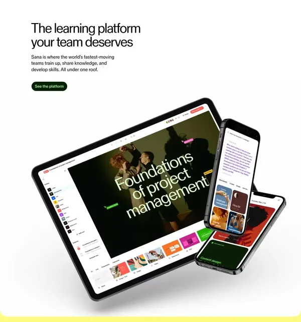 Personalized, collaborative learning | Sana Labs - Landing design inspiration