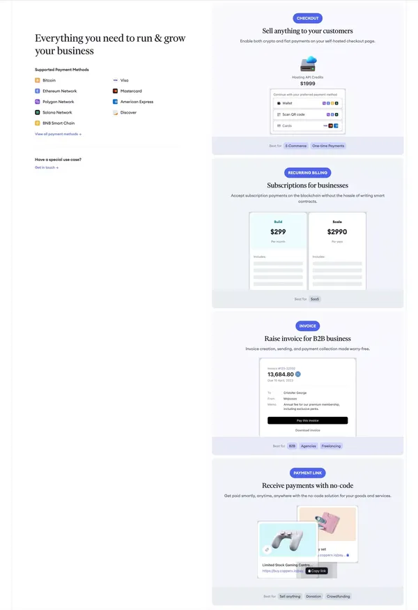 Simplified payments for web3 companies - Copperx - Landing design inspiration