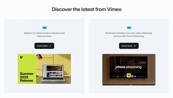 Vimeo AI-Powered Video Platform - Landing design inspiration
