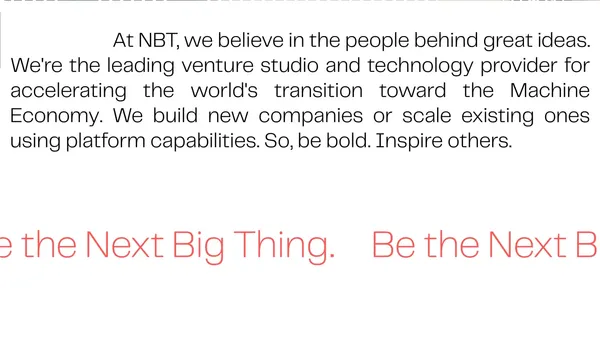 Next Big Thing AG (NBT) is the leading venture studio and technology provider for the Internet of Machines | Next Big Thing AG - Landing design inspiration