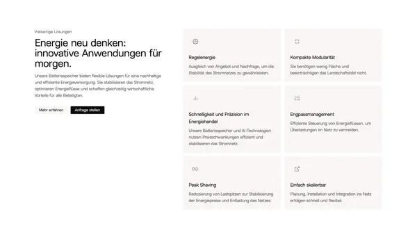 Terra One – Innovative Batteriespeicherlösungen für eine nachhaltige Zukunft - Landing design inspiration