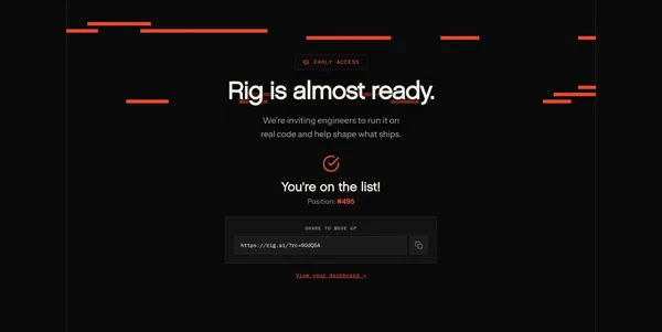 Rig - Local-First AI Coding Assistant - Landing design inspiration