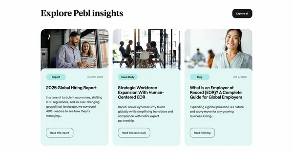 Global HR Platform | Employer of Record | Pebl - Landing design inspiration