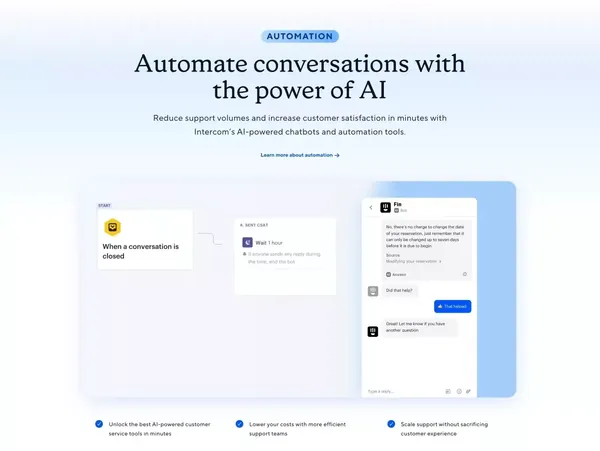 Intercom: The best of automation and human customer service - Landing design inspiration