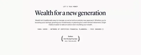 Origin - Budget, Track Spend, Invest, and Get Advice - Landing design inspiration