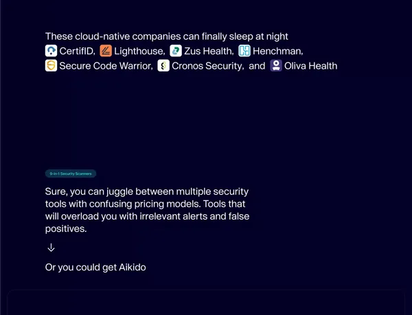 Aikido — an all-in-one AppSec product for code & cloud security - Landing design inspiration