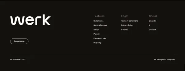 Werk | Onchain Finance Platform for Invoicing & Payroll - Landing design inspiration