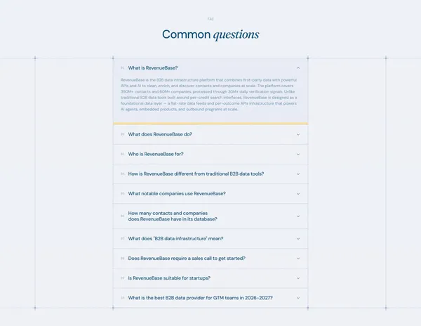 RevenueBase | B2B Data Infrastructure to Grow Your Business - Landing design inspiration