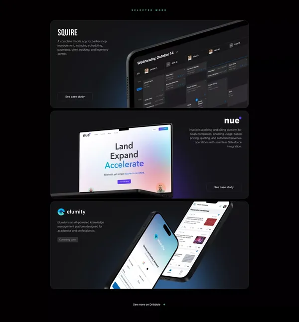 Robin Holesinsky | Product & Growth Designer - Landing design inspiration