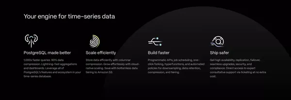 Timescale is PostgreSQL++ for time series and event data | Timescale - Landing design inspiration
