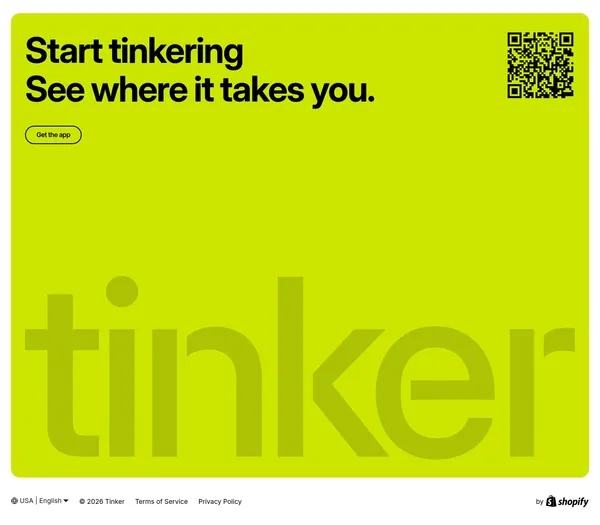Tinker — Play with AI, bring your ideas to life - Landing design inspiration