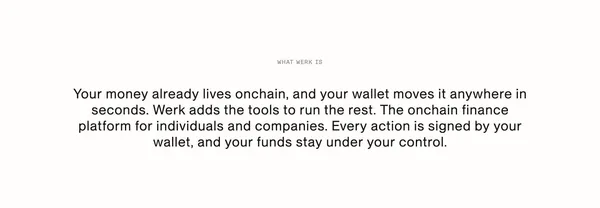 Werk | Onchain Finance Platform for Invoicing & Payroll - Landing design inspiration