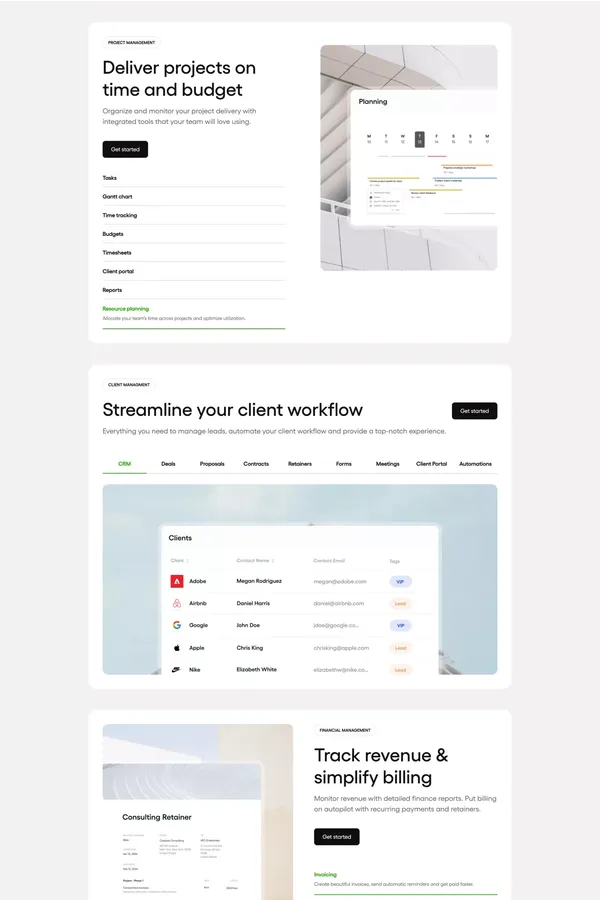 Bonsai - Business management software - Landing design inspiration
