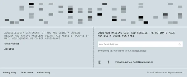 Swim Club - Sperm Supplement - Landing design inspiration