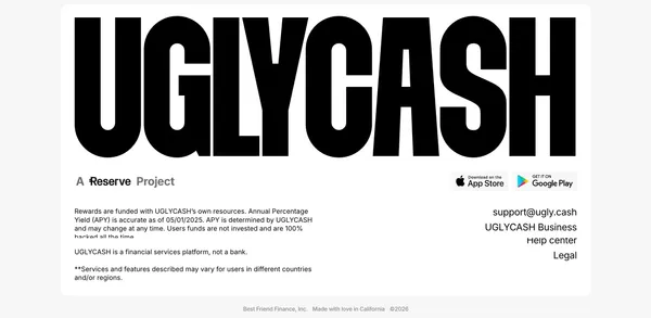 UGLYCASH - Landing design inspiration