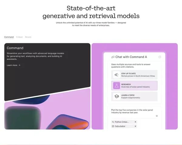 The World's Leading AI Platform for Enterprise | Cohere - Landing design inspiration