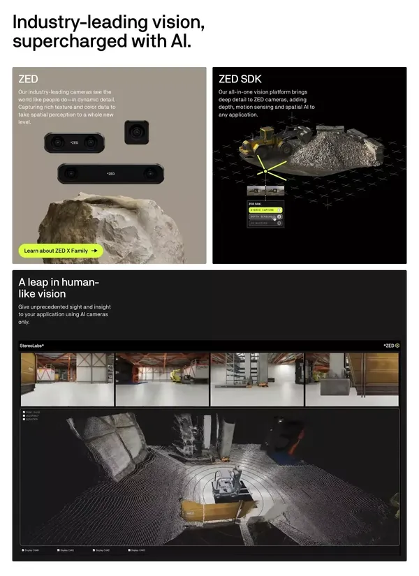 Stereolabs | AI perception for automation - Landing design inspiration