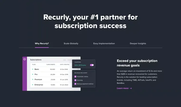 Recurly - Landing design inspiration