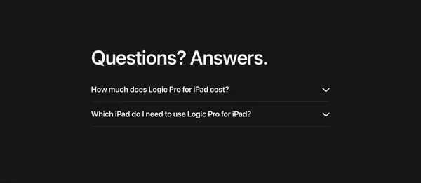 Logic Pro for iPad - Apple - Landing design inspiration