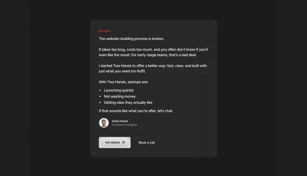 Two Hands | Webflow Design & Development Studio - Landing design inspiration