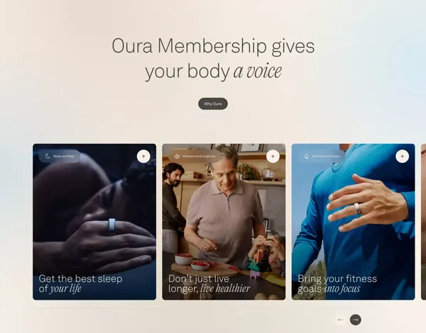 Oura Ring. Smart Ring for Fitness, Stress, Sleep & Health. - Landing design inspiration