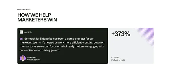 Semrush: Your Unfair Advantage for Growing Brand Visibility - Landing design inspiration