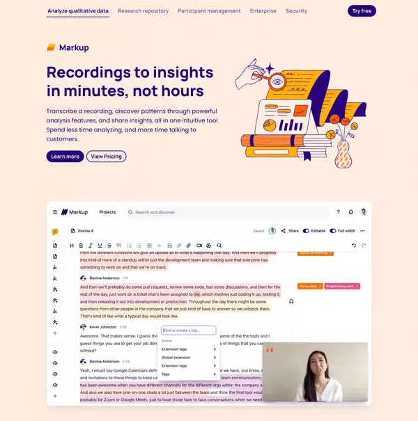 Customer knowledge platform - Dovetail - Landing design inspiration